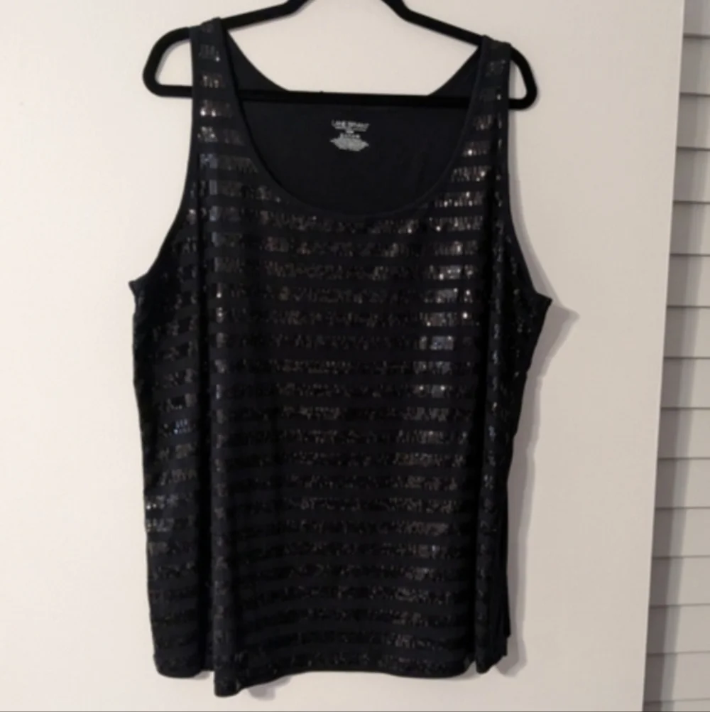 Lane Bryant Black Sequin Tank Top 18/20 - Picture 1 of 5